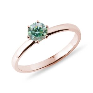 Prsten z růžového zlata se zeleným diamantem KLENOTA