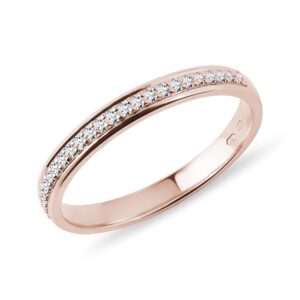 Snubní diamantový prsten z růžového zlata KLENOTA