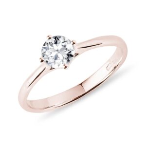 Prsten s půlkarátovým briliantem v růžovém 14k zlatě KLENOTA