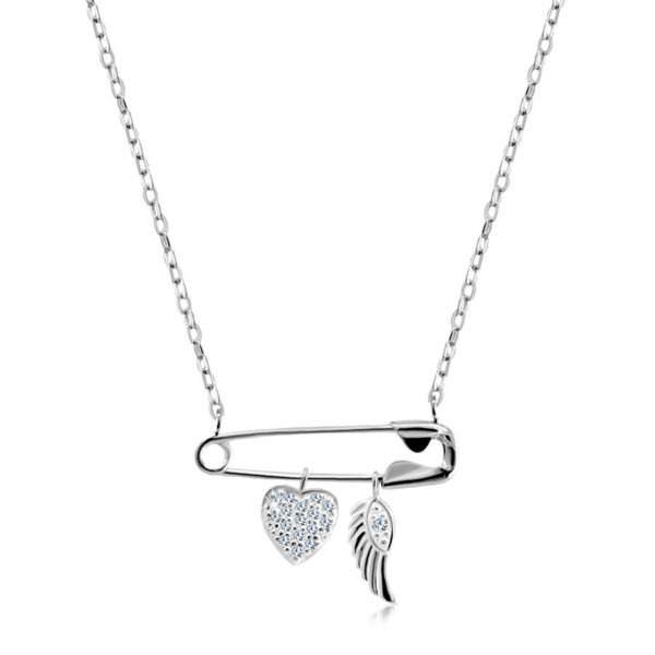 Stříbrný 925 náhrdelník - spínací špendlík s přívěsky