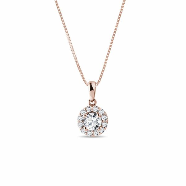 Diamantový náhrdelník halo v růžovém zlatě