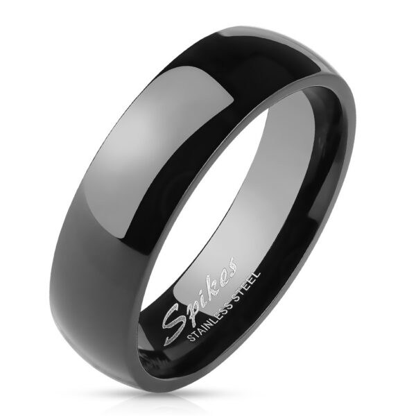 Jednoduchý ocelový prsten - hladký černý povrch