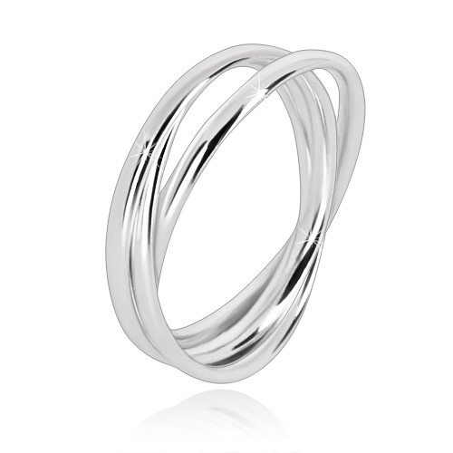 Trojitý prsten ze stříbra 925 - úzké propojené prstence s lesklým povrchem - Velikost: 54