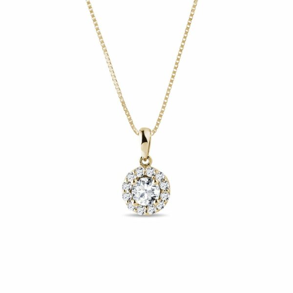 Zlatý diamantový náhrdelník v halo stylu