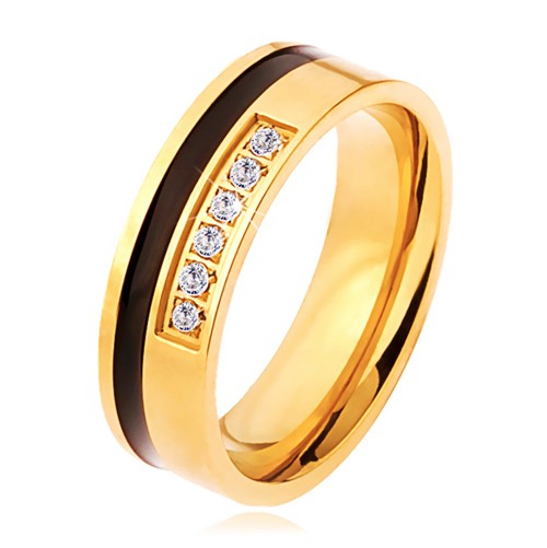 Ocelový prsten zlaté a černé barvy