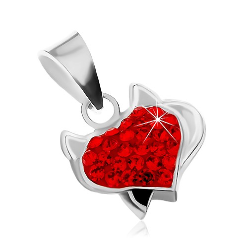 Stříbrný přívěsek 925 - srdce s růžky