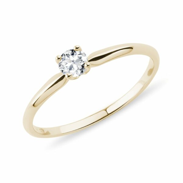 Zásnubní prsten s diamantem ve žlutém zlatě