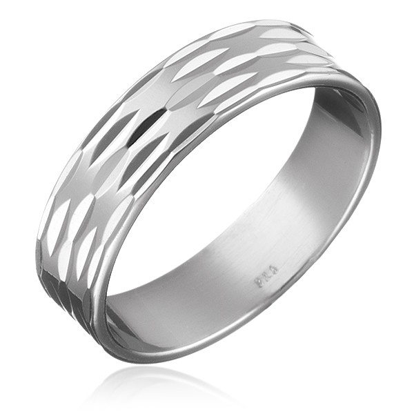 Prsten ze stříbra 925 - tři řady zrníček po obvodu - Velikost: 49