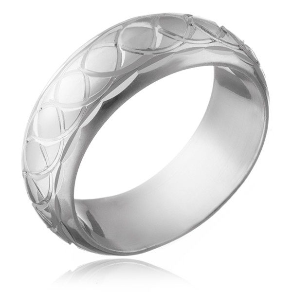 Stříbrný prsten 925 - gravírovaná proplétaná očka - Velikost: 56
