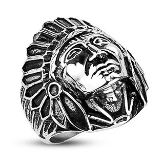 Ocelový prsten - indián Apač
