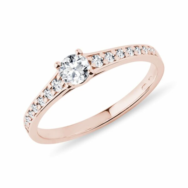 Briliantový prsten v růžovém 14k zlatě