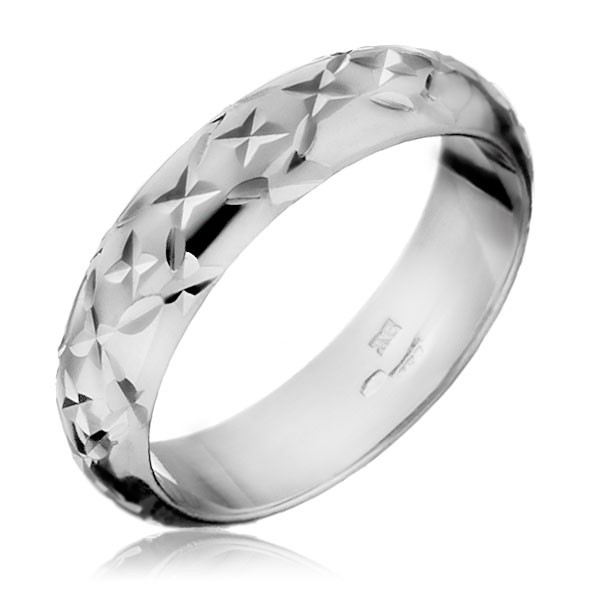 Prsten ze stříbra 925 - lesklé gravírované paprsky - Velikost: 59