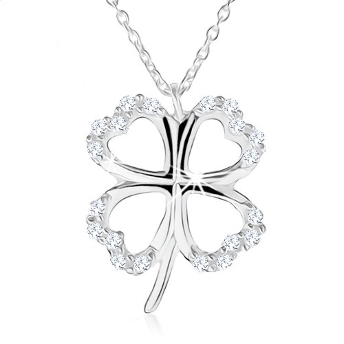 Stříbrný náhrdelník 925 - obrys čtyřlístku pro štěstí