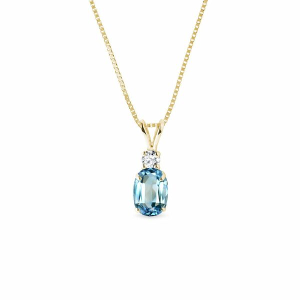 Zlatý náhrdelník s oválným topazem a diamantem