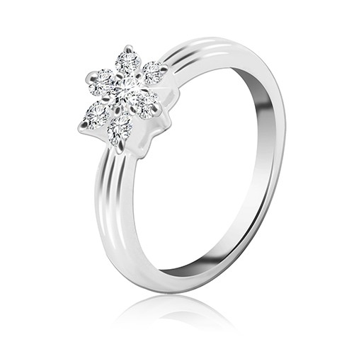 Stříbrný prsten - zirkonový květ