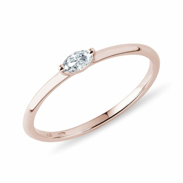 Minimalistický prstýnek s diamantem v růžovém zlatě