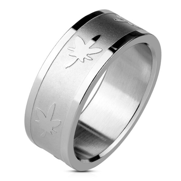 Prsten stříbrné barvy z oceli - lesklé hrany