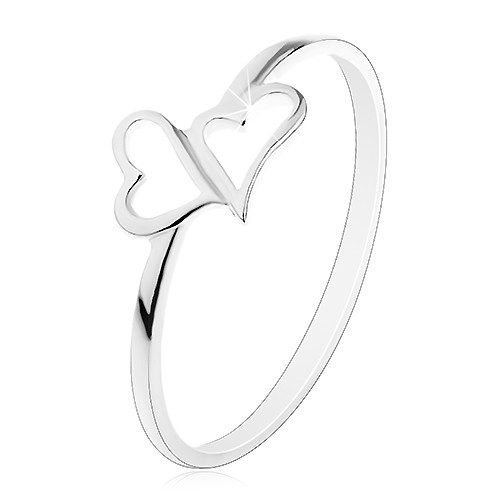 Stříbrný prsten 925 - dvě asymetrické kontury srdcí