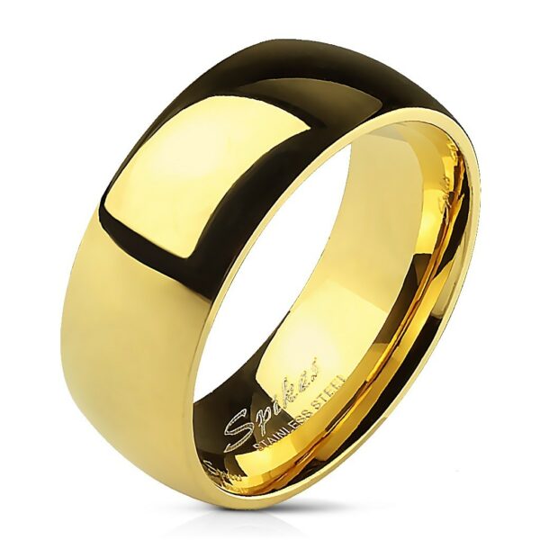 Hladký ocelový prsten ve zlaté barvě - 8 mm - Velikost: 62