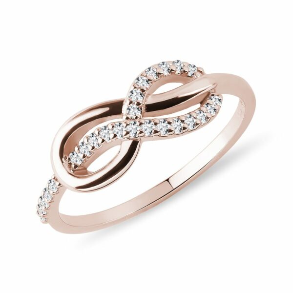 Prsten Nekonečno s diamanty v růžovém zlatě