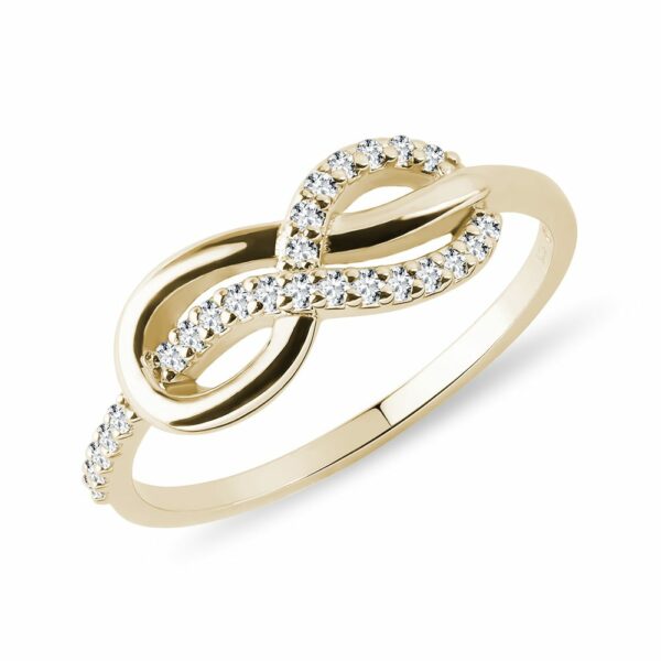 Zlatý prsten Nekonečno s diamanty