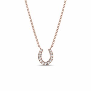 Diamantový náhrdelník podkova z růžového zlata