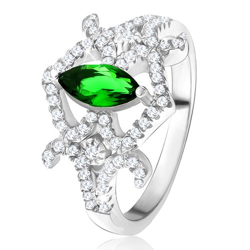 Prsten - zrníčkovitý zelený zirkon