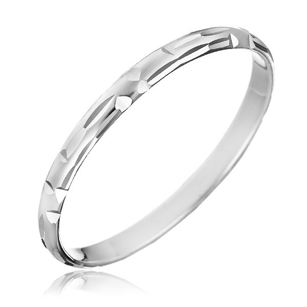 Stříbrný prsten 925 - zrnkové zářezy poskládané do tvaru L - Velikost: 49
