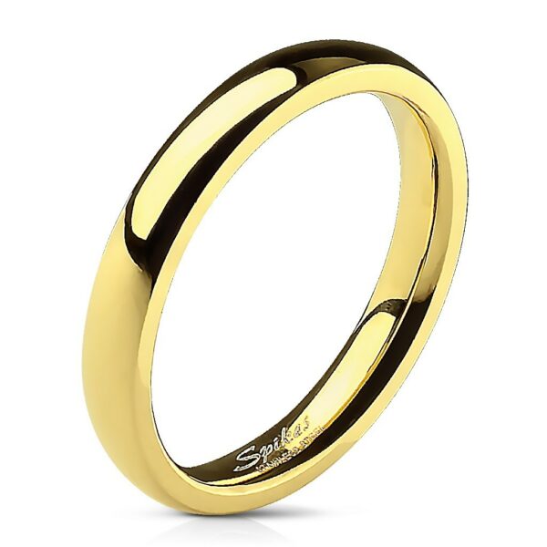Ocelový prsten zlaté barvy se zrcadlovým leskem - 3 mm - Velikost: 48