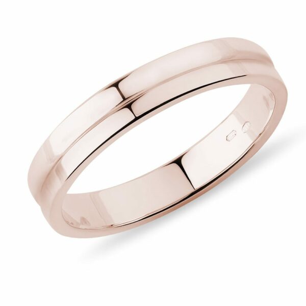 Pánský prsten z růžového 14k zlata s rytinou