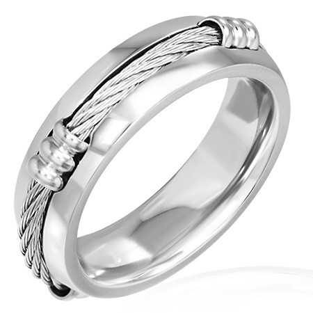 Prsten z oceli s keltským lanem a sníženými okraji - Velikost: 65