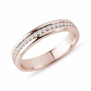 Snubní prsten eternity s brilianty z růžového 14k zlata
