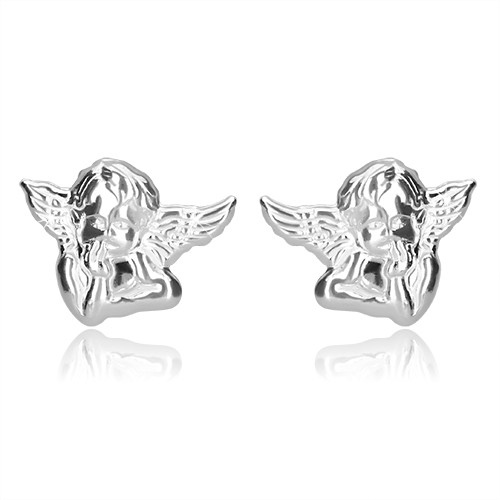 Stříbrné náušnice 925 - zamyšlený anděl s křídly
