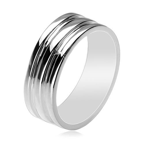 Stříbrný 925 prsten - kroužek se dvěma vyhloubenými pásy