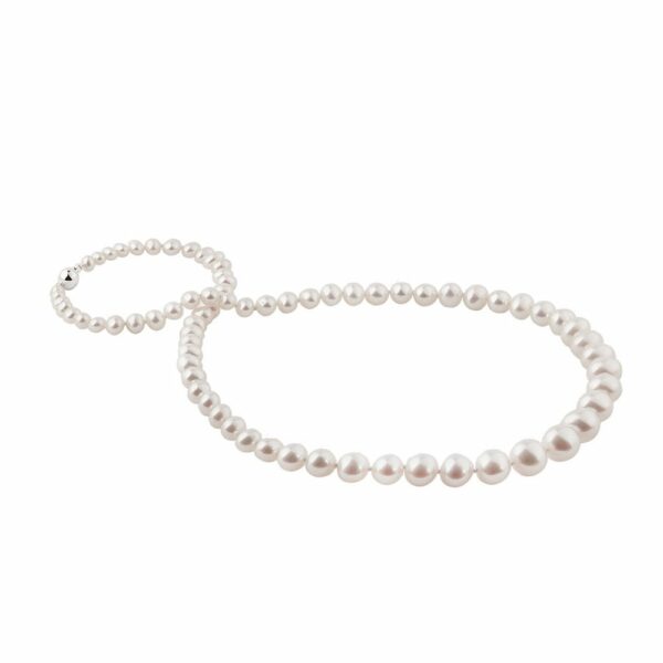 Kónický perlový náhrdelník se zapínáním v bílém zlatě