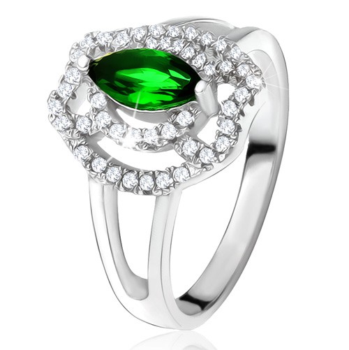 Prsten se zeleným zrníčkovitým kamenem