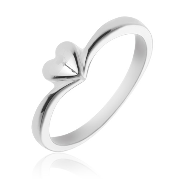 Jednoduchý stříbrný prsten 925 se srdíčkem - Velikost: 54