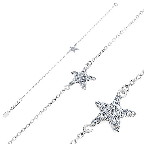Náramek ze stříbra 925 - zirkonová mořská hvězdice