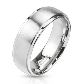 Ocelový prsten stříbrné barvy - matný pásek uprostřed