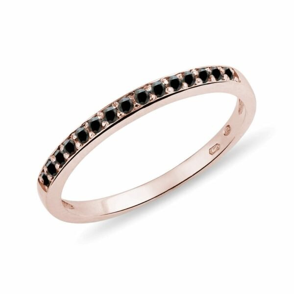 Prsten s černými diamanty v růžovém zlatě