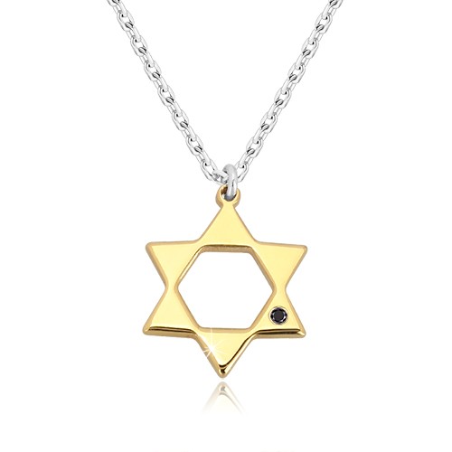 Stříbrný 925 náhrdelník - Davidova hvězda ve zlatém odstínu