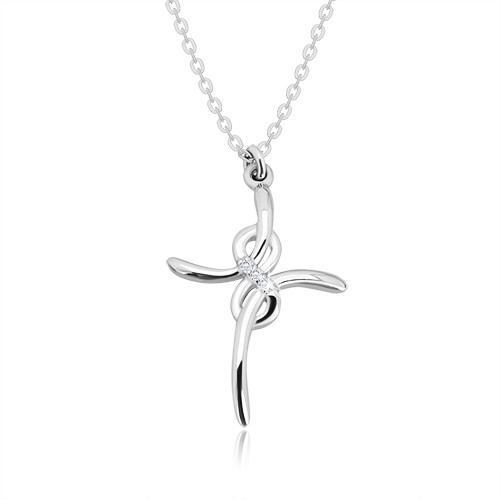 Stříbrný 925 náhrdelník - lesklý kříž se symbolem nekonečna