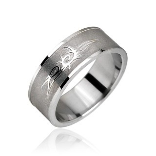 Prsten z chirurgické oceli - Tribal symbol