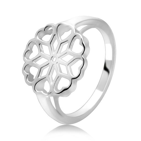 Stříbrný 925 prsten - vyřezávaný květ