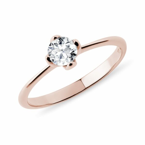 Jednoduchý prstýnek z růžového zlata s diamantem