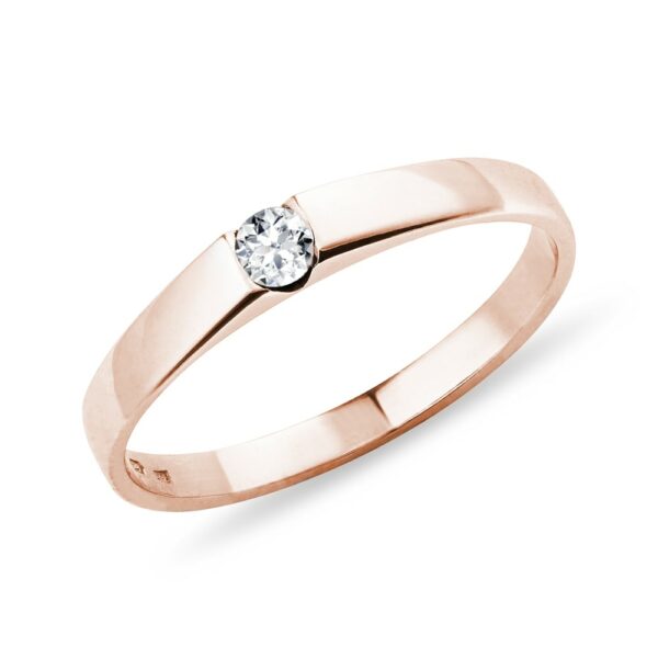 Prsten s diamantem v růžovém 14k zlatě