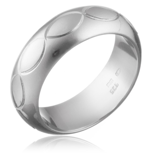 Prsten ze stříbra 925 - gravírovaný pás obrysů zrnka - Velikost: 50