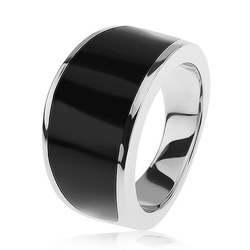 Stříbrný 925 prsten - černý glazovaný pás