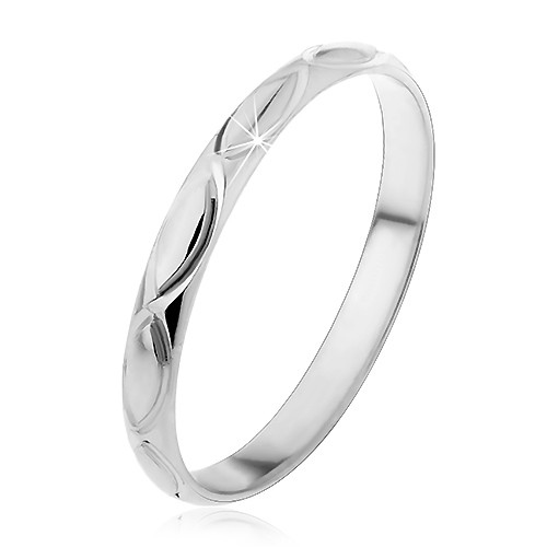 Stříbrný prsten 925 - gravírované obrysy zrníčka - Velikost: 55