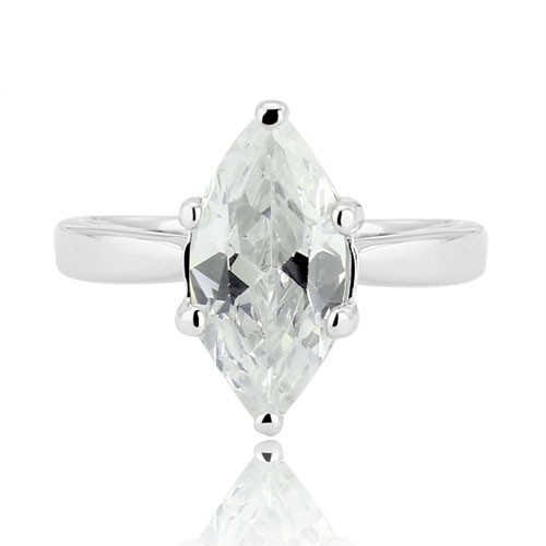 Stříbrný prsten 925 - velký broušený zirkon ve tvaru zrnka - Velikost: 55